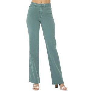 Judy Blue High Waist Sea Green 90s Straight Jeans Size 0/24 NWT